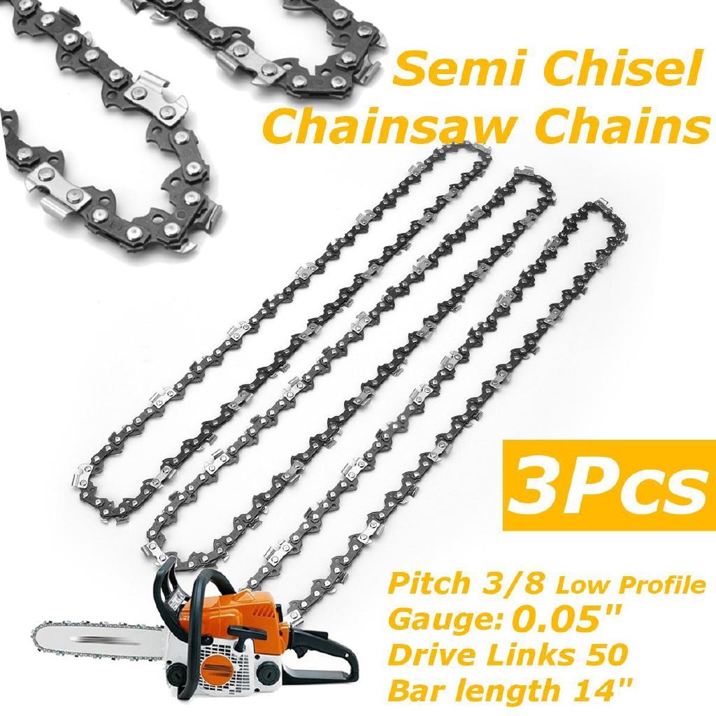 3Pcs Electric Saw Chainsaw Semi Chisel Chains 3/8LP 0.05 For Stihl MS170 MS171 MS180 MS181