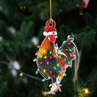 Christmas Decorations Acrylic Pendant Cock Deer Flamingo Lion Festival Decorations Christmas Gift