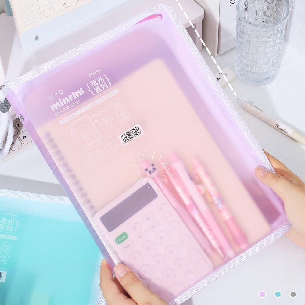 Transparent Colored File Bag A4 Zipper Handbag Gifts Test Paper Storage Bags