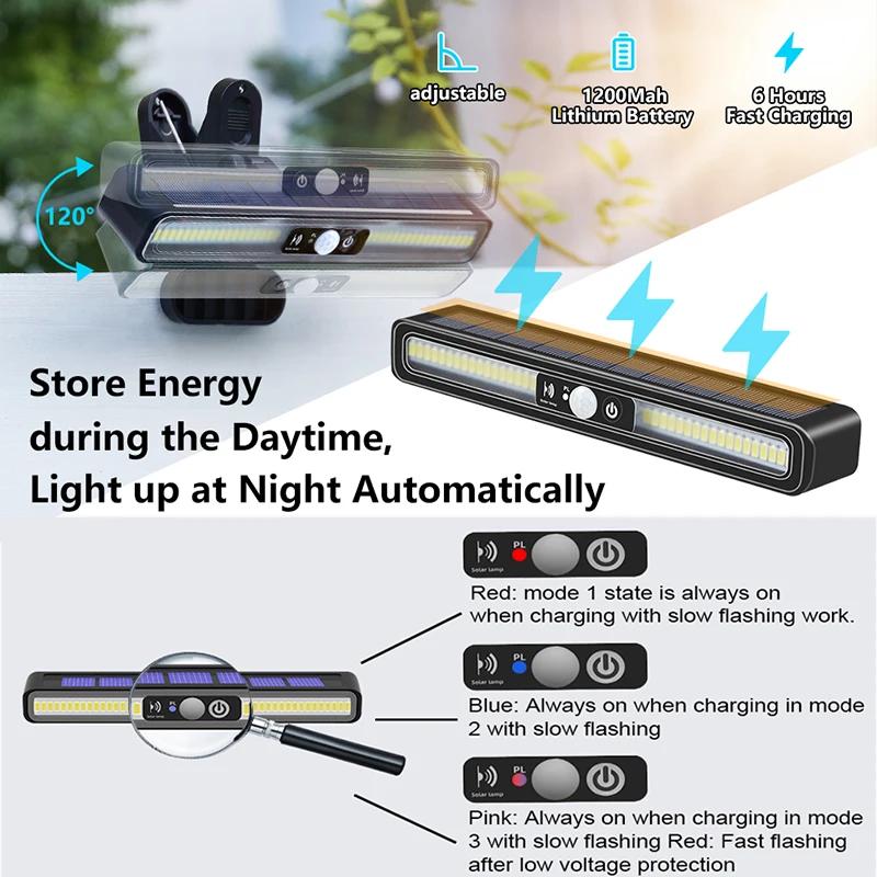 2/4PCS Clip On Solar Lights Outdoor Waterproof Tree Clip LED Motion Sensor Wall Fence Light for Garden Patio Porch Fence Gutter Garage Camping
