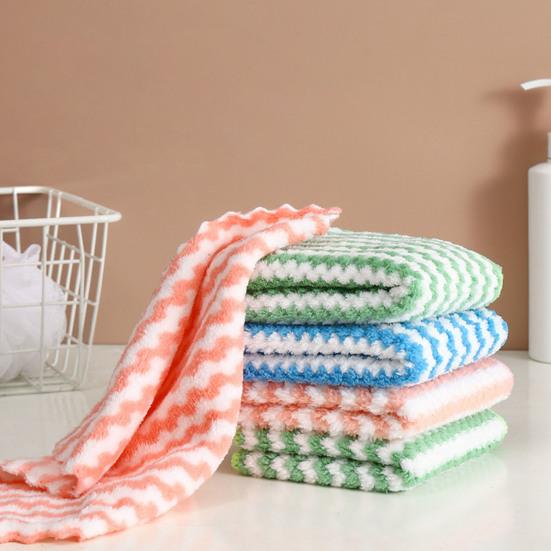 5Pcs Kitchen Cleaning Dish Cloth Superfine Fiber Rag Strong Water Absorption Powerful Decontamination Quick Drying Dish Cloth