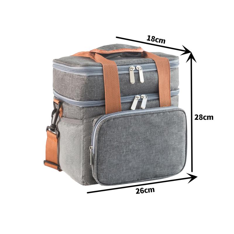 Çift Katmanlı Yalıtımlı Öğle Yemeği Çantası Yüksek Kapasiteli Piknik Bento Kutusu Yemek Kese Gıda Termal Soğutucu Teslimat Çantaları Kadın Erkek için