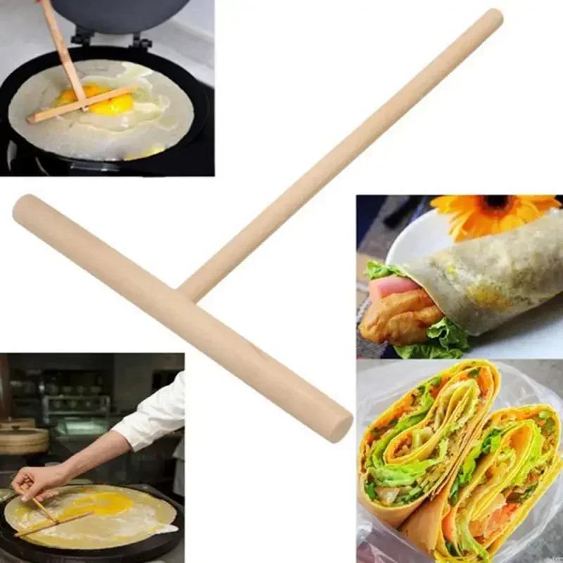 Chinese Specialty Crepe Maker Pancake Batter Wooden Stick  Smooth Pancake Maker Egg Cooker Pan Flip Nonstick Baking Home Decor