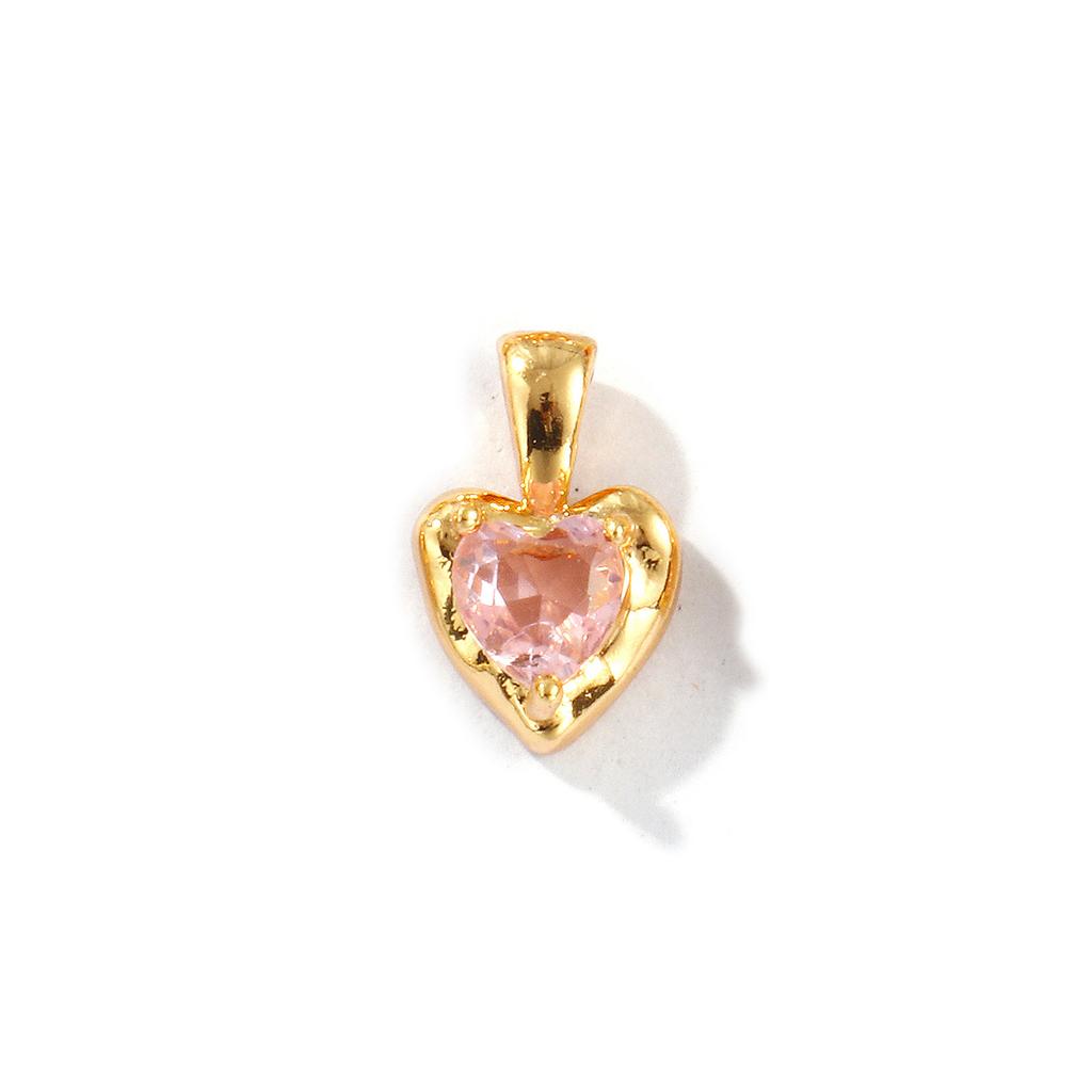 2 PCs Heart Brass & Rhinestone Birthstone Charms 18K Gold Plated Pendants For DIY Necklace Earrings Jewelry Making 12.5mm x 8mm