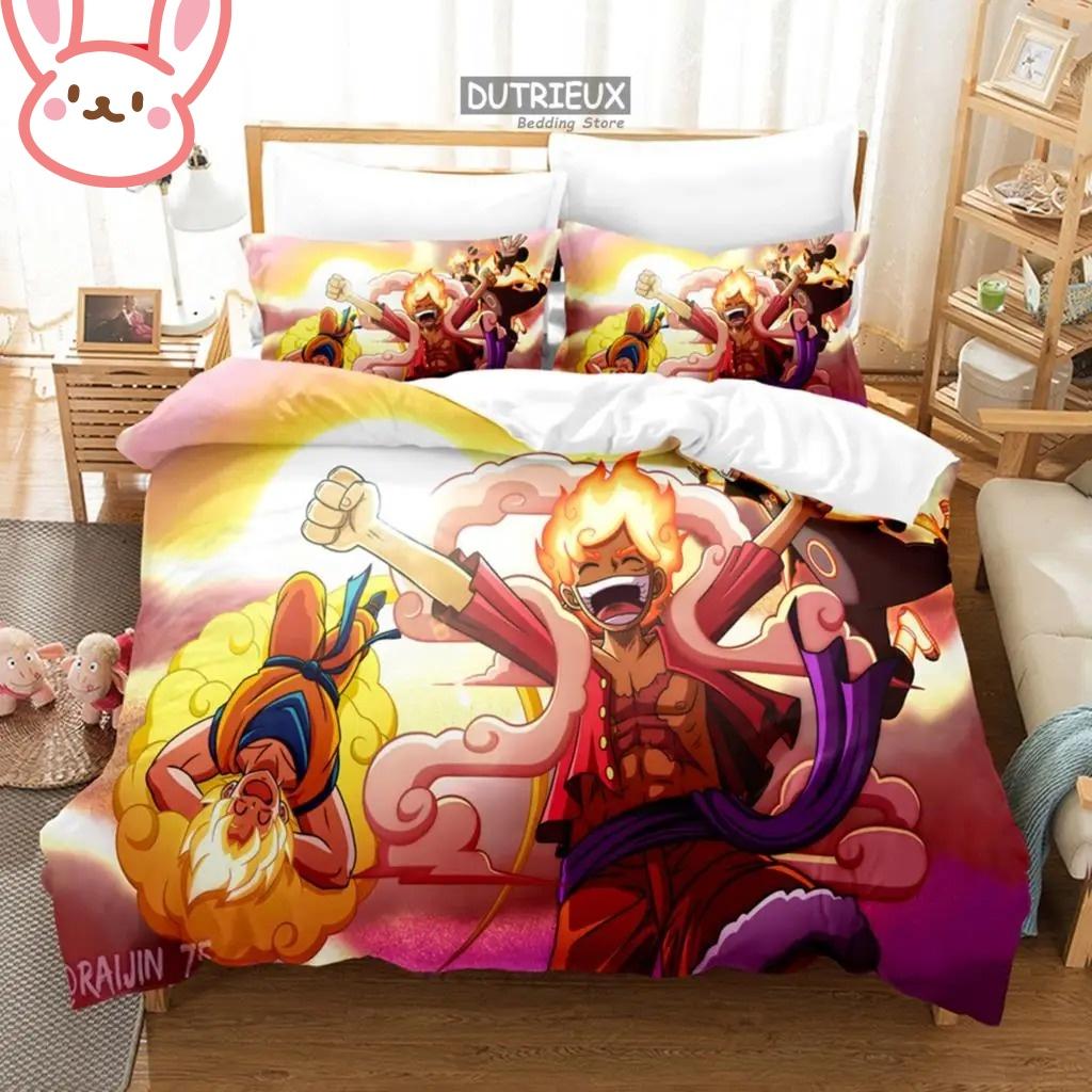 3D Heißer Verkauf Einteiliges Bettbezug-Set Luffy Sauron Anime Bettwäsche-Set Bettbezug mit 2 Kissenbezügen Schlafzimmer-Dekoration Teenager Beste Geschenke