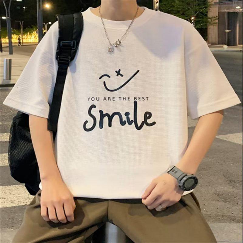 Herre T-skjorter Letter Grafisk trykk Mote merke t-skjorter for menn oversize t-skjorter Herre Klær Uformell T-skjorte Mann Sommer Koreansk Retro