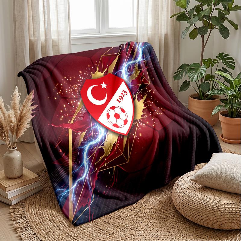 Turkey Football Printed Flannel Blanket Skin Friendly Warm Decorative Throw for Indoor Couch Bed Daily Use