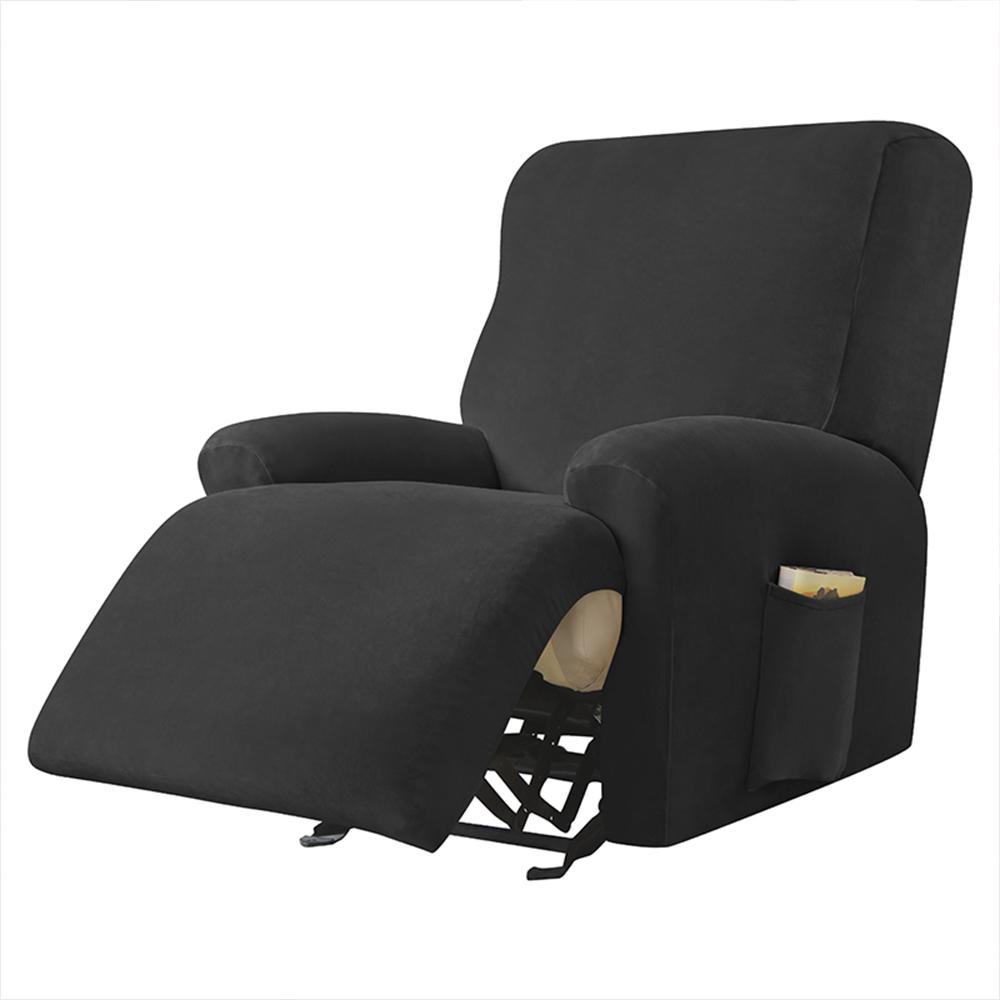 Cover For Relax Armchair With Extendable Footrest (4 Parts), Velvet, Black