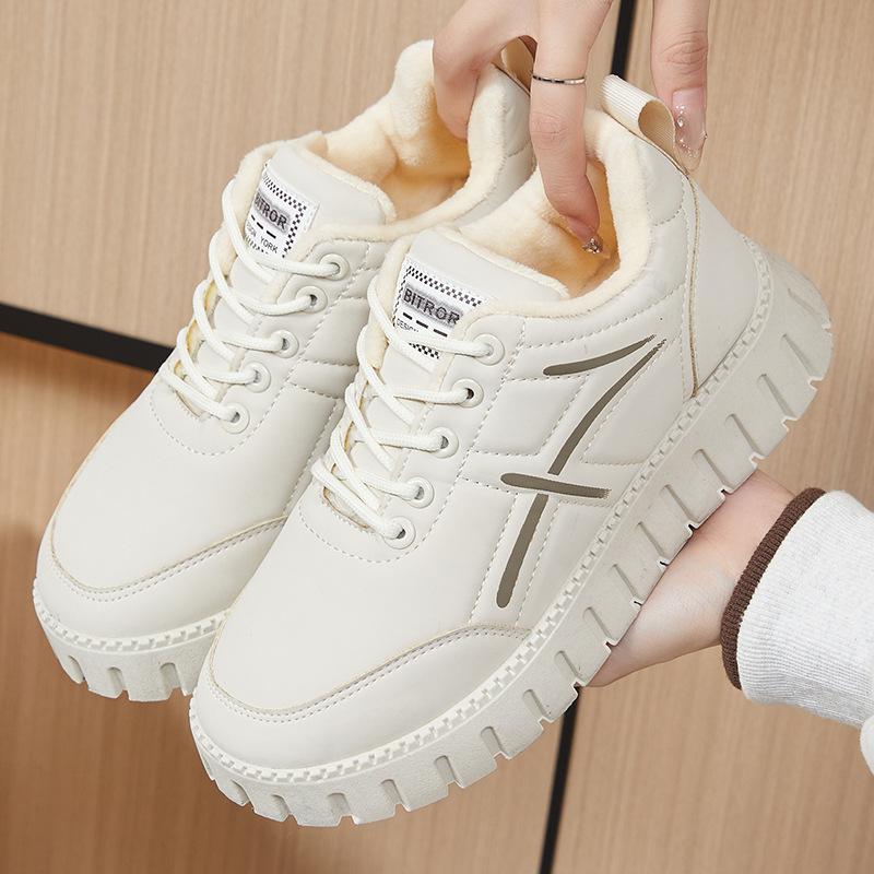 

Женские зимние массивные кроссовки на платформе с подкладкой из искусственного меха, теплые нескользящие ботинки для снега на шнуровке, теннисные кроссовки для ходьбы для женщин, ботильоны из искусственной кожи 41