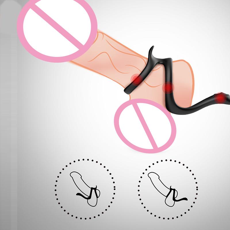 New Silicone Double Cock Ring Soft Penis Ring Delay Ejaculation Sex Toys for Man Prostate Massager Male Chastity Lock Ring