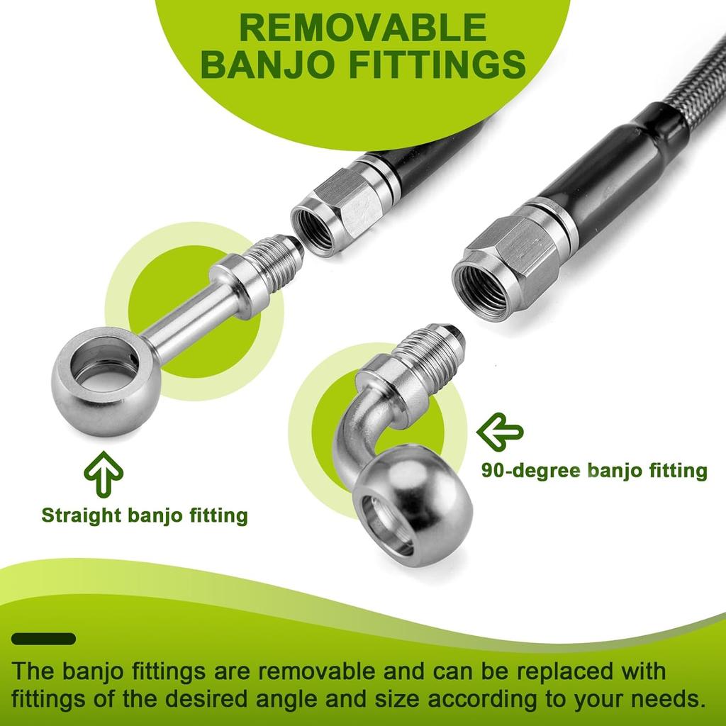 Mofun Extended Length Stainless Steel Hydraulic Front Brake Line Kit Non-ABS For 12"-14" Handlebar Compatible With Harley Sportster XL 883 1200