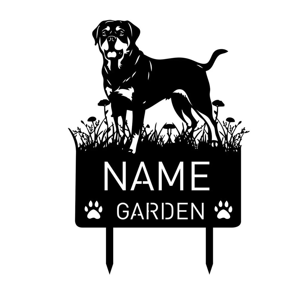 Personalized Rottweiler Dog Memorial Garden Stake Metal Pet Grave Marker Sympathy Gift