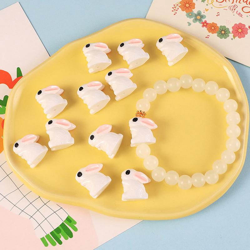 Abstract Bunny White Ceramic Cartoon Beads Handmade Material Jewelry Accessories