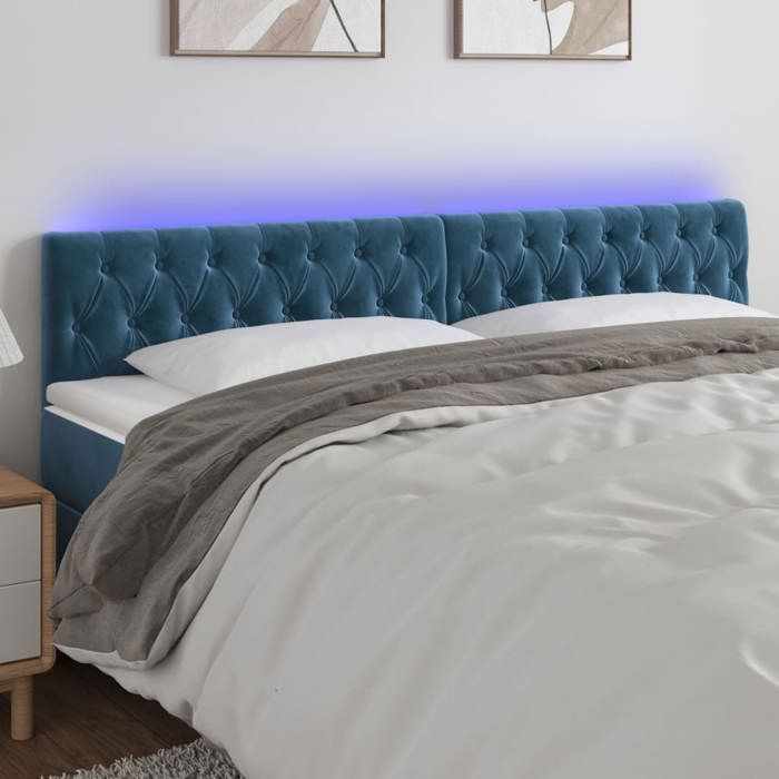 VidaXL LED Headboard Bedroom Furniture Double Bed Accessory Head of Bed Frame Interior Dark Blue 3122018