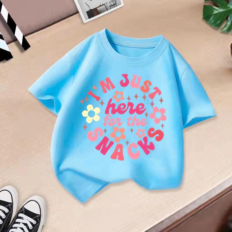 Children T-shirt Letter Printed Kids 100% Cotton Tops 2-13Y O-Neck Short-sleeve T-shirt