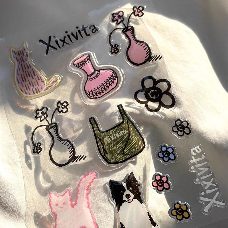 Милые мультяшные сумки для питомцев 3D желе-наклейки Прозрачная смола Гель Самоклеящиеся украшения Для DIY чехлов для телефонов Планшетные компьютеры