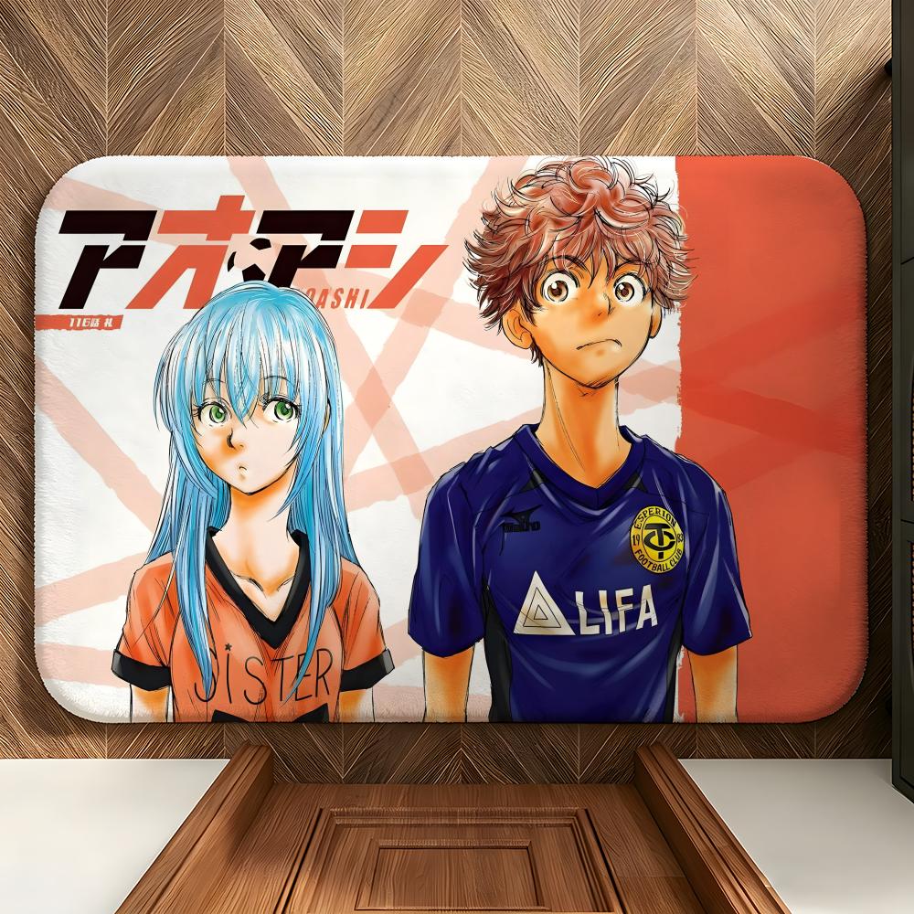 Anime A-Ao A-Ashi Fußmatte Weiche Flanell-Fußmatte Geeignet für Eingangsbereiche, Wohnzimmer, Schlafzimmer und Badezimmer