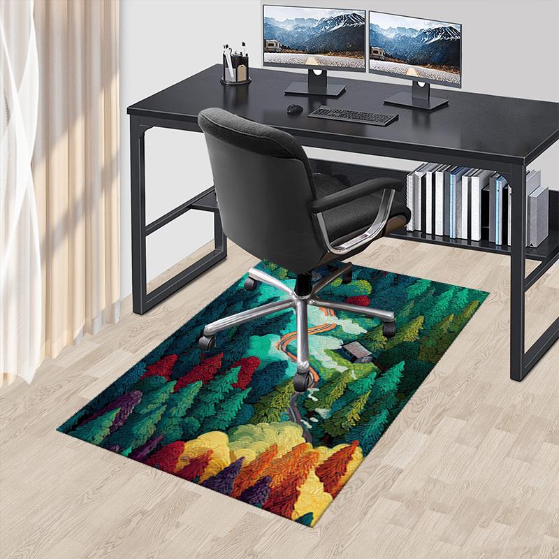 

1pc Forest Cabin Office Chair Mat - Festival Gift, Seasonal Decor, Non-Slip Carpet for Home and Office Use.P099 60cm by 90cm