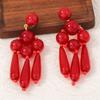 Bohemian Exaggerated Geometric Beaded Button-type Splicing Fringed Earrings, Advanced Feeling Water Drop Simple Women