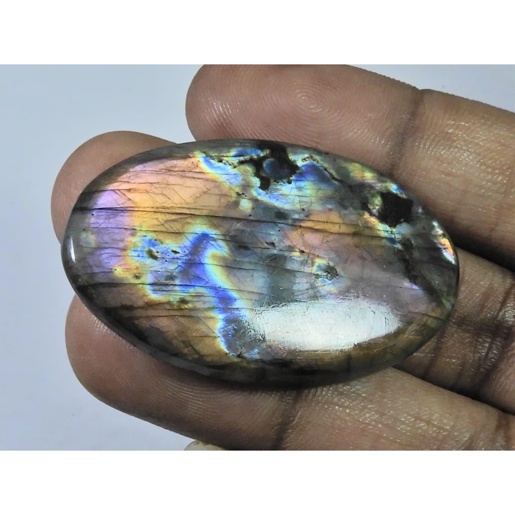 

26X46X05MM Natural Purple Labradorite Spectrolite Oval Loose Gemstone 61Cts. D-451