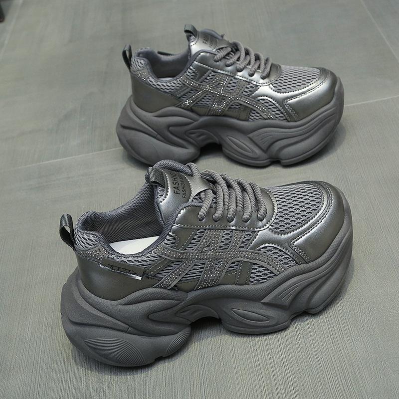 Platform dad shoes women's 2025 new summer casual lightweight mesh little white sports shoes ins trendy casual shoes women