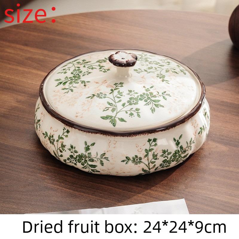 Ceramic Candy Box with Lid Nut Bowl Storage Jar Fruit Tray Home Living Room Table Decor