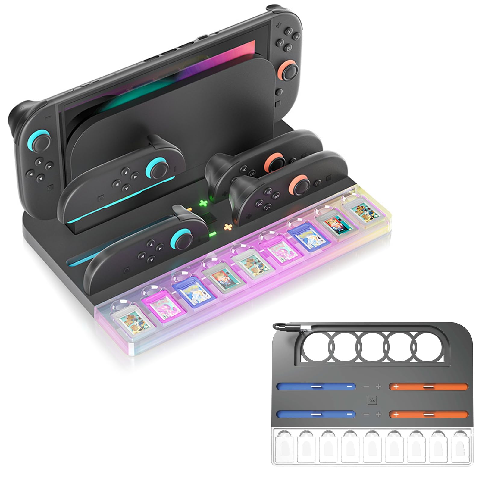 

Tomistan 2 Подставка для зарядки для Switch 2 2 контроллера Магнитная зарядка Совместимость с 4 контроллерами Одновременная зарядка 2 Устройство для быстрой зарядки с чёрный