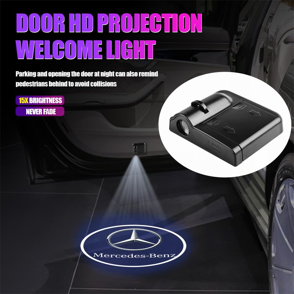 2PCS Wireless Car Door Welcome Light LED Projector Lamp Car Badge For Mercedes Benz G S R C E B A Class GLA GLK C180 E300 S200