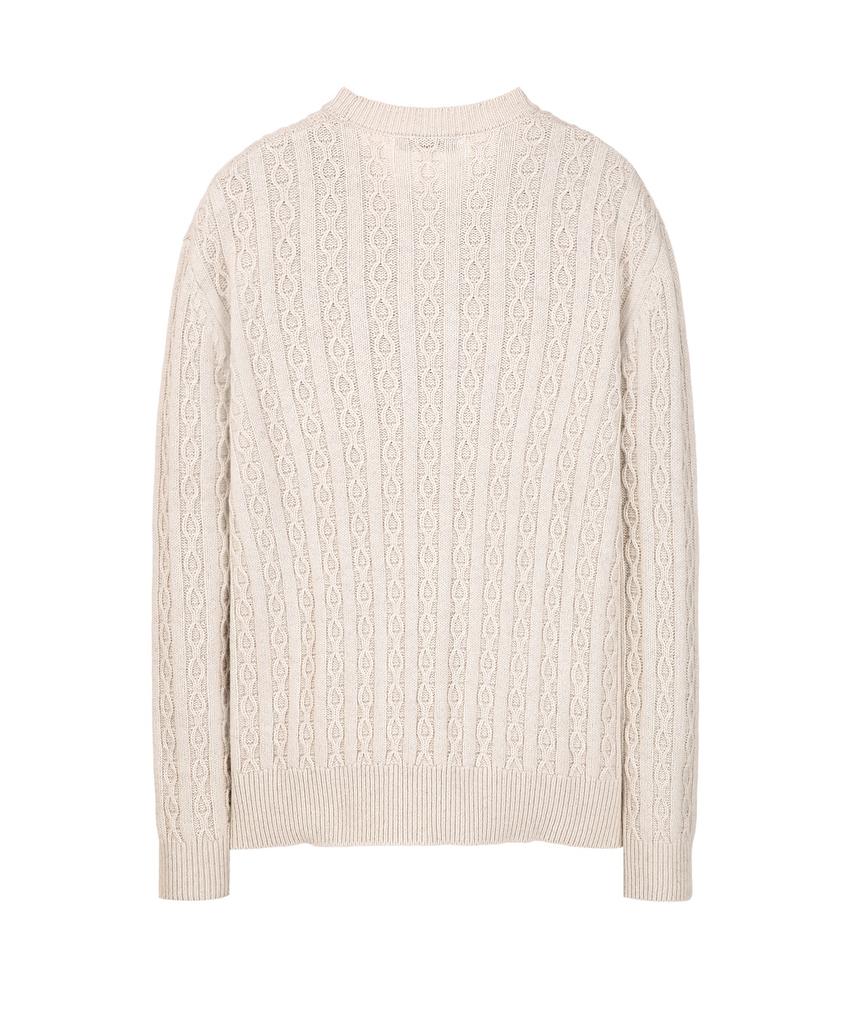 IL CORSO Wool Blend Cable Round Neck Knit Beige