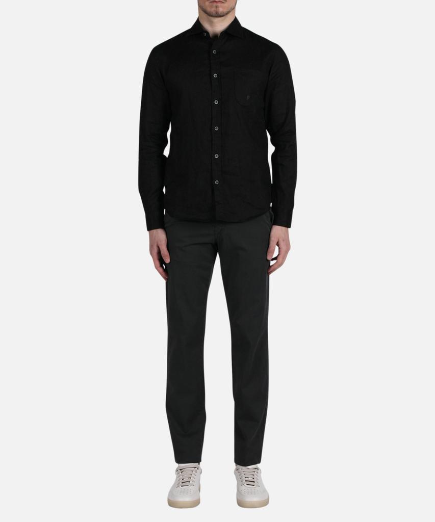 PANICALE Charcoal Slim Fit Dyed Cotton Pants