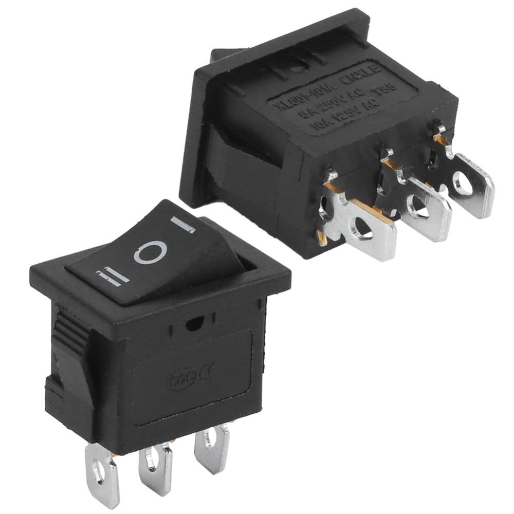 10Pcs KCD1 Boat Rocker Switch 3 Pin 3 Position Toggle ON-OFF-ON Mini Rocker Switch  Auto Toggle