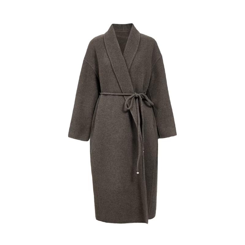 VEROMODA Women's Pure Wool A-Line Belted Long Coat