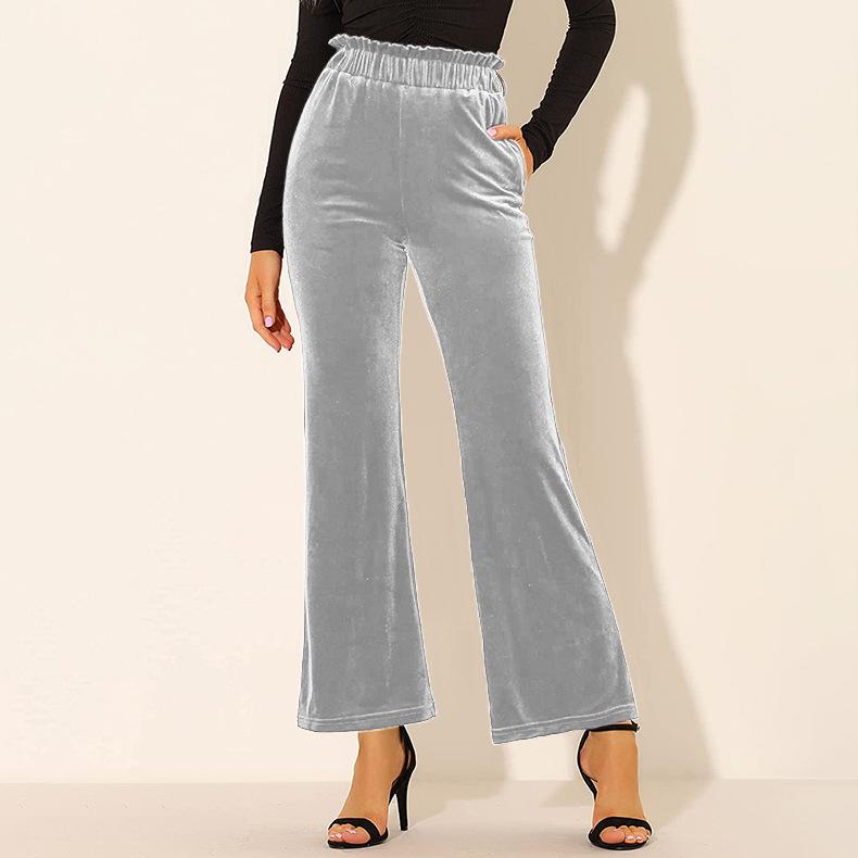 Women Pants Solid Color Wide-leg Casual 