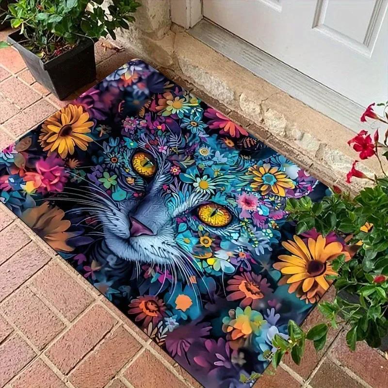 1PC Flowers Pattern Home Door Mats Kitchen Rugs Non-Slip Pop Design Bathroom Rugs Bath Mat Carpet for Home Sink Laundry Decor