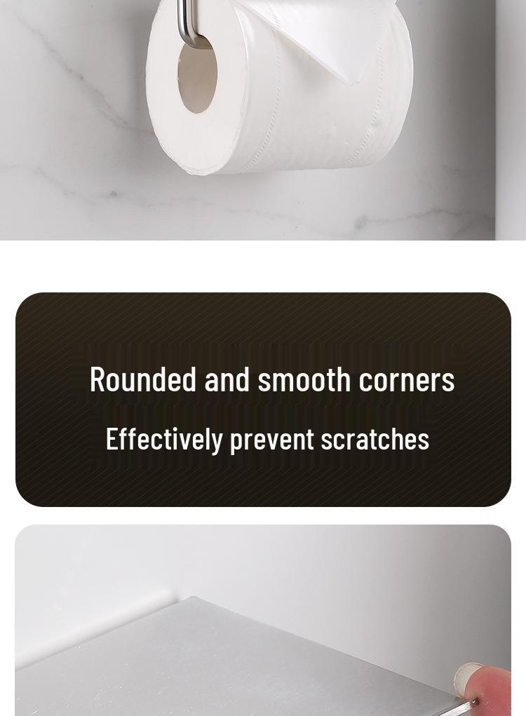 Punch-Free Stainless Steel Toilet Paper Holder with Mobile Phone Shelf