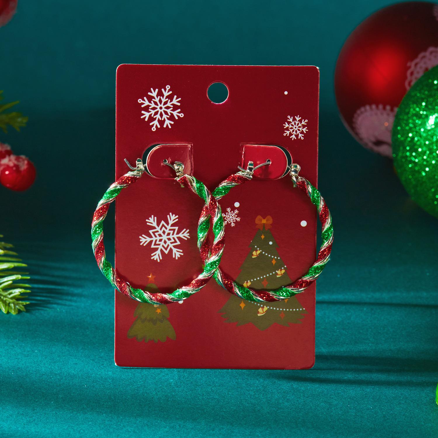 

З Різдвом Христовим Барвисті сережки Сережки-кільця для жінок Мінімалістичні Червоні Зелені Кручені Круглі Сережки-кільця для Жінок Дівчини Новорічні Різдвяні Ювелірні Вироби Подарунки