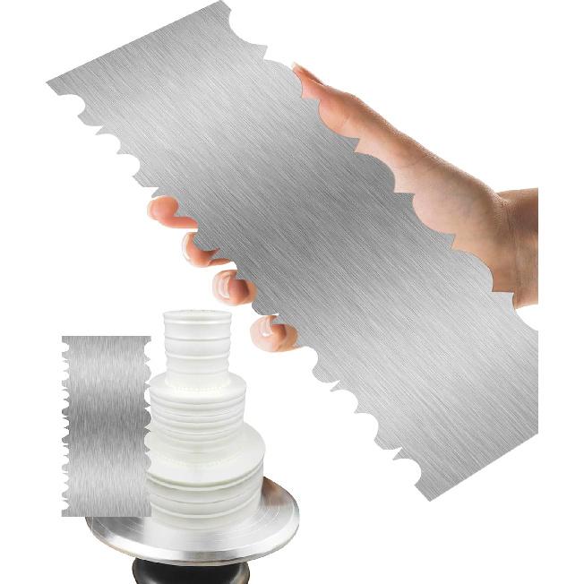 Cake Scraper Smoother Cake Decorating Supplies Kit 8.6 Inch Metal Bench Scraper for Baking Buttercream Smoother Stainless Steel Frosting Cake Comb