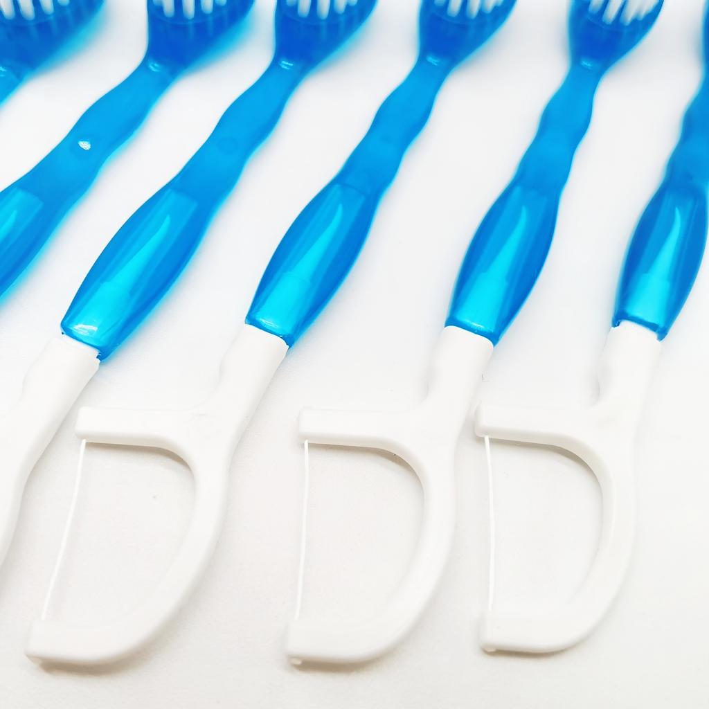 Disposable Mini Toothbrush With Bursting Beads and Dental Floss All in One