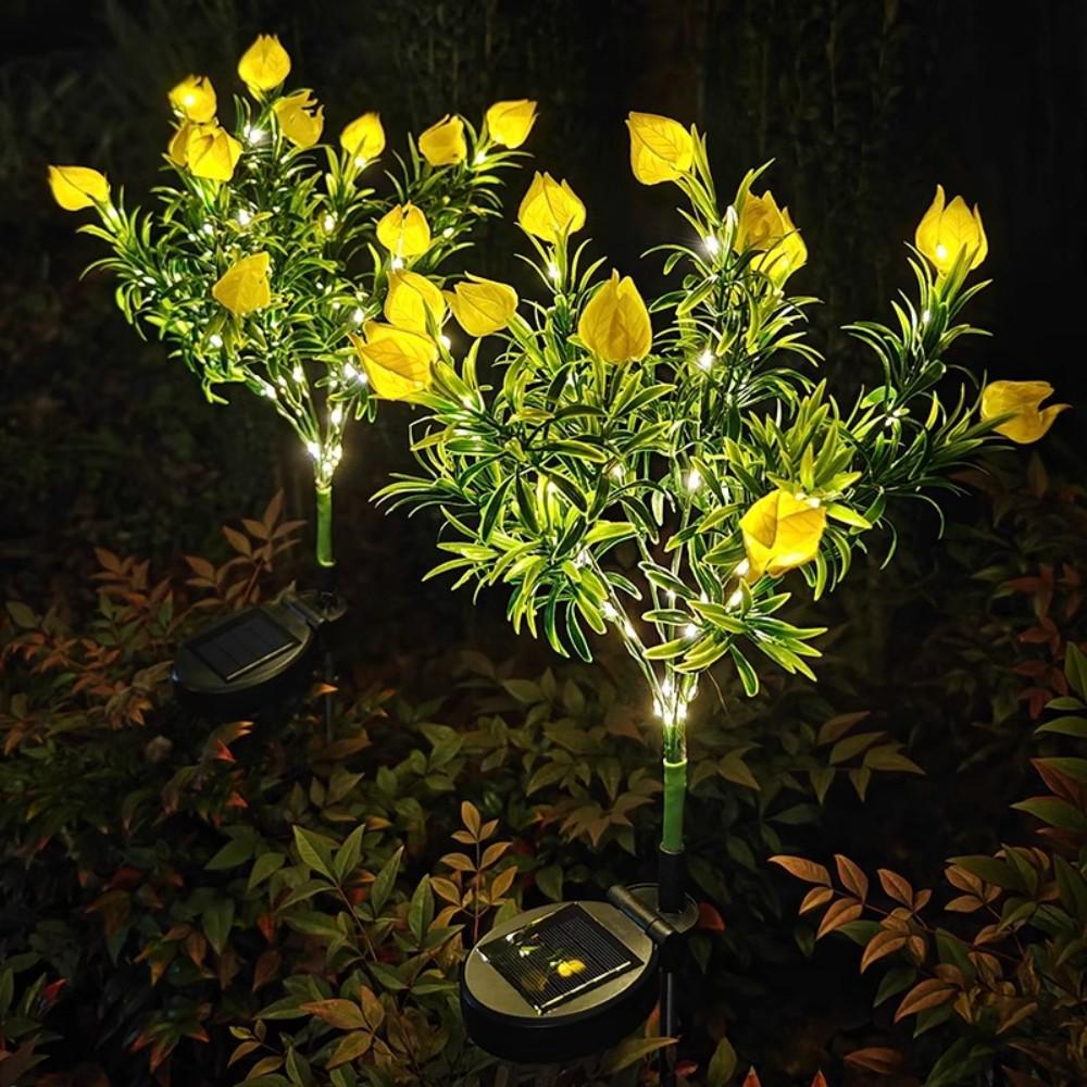 Solar Gardenia LED Flower Stake Light for Outdoor Decoration