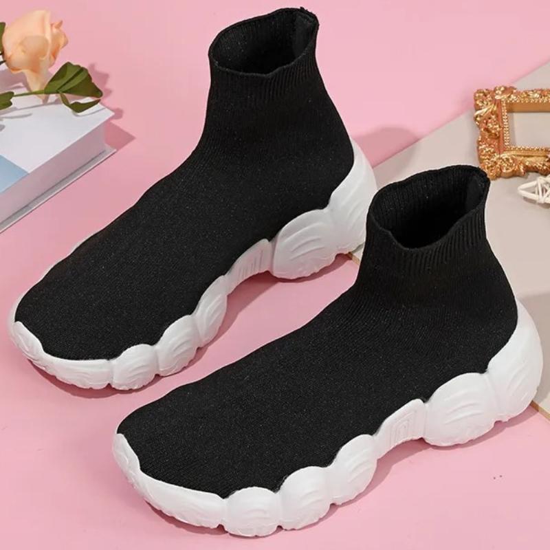 Elastic Socks Shoes Slip-on Casual Sneakers Women Walking Shoes Men High-top Leisure Shoes Knitted Platform Footwear Breathable