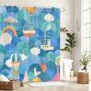Vibrant Ocean & Tropical Themed Polyester Bathtub Curtain - Artistic Printed Shower Curtain for Bathroom Decor