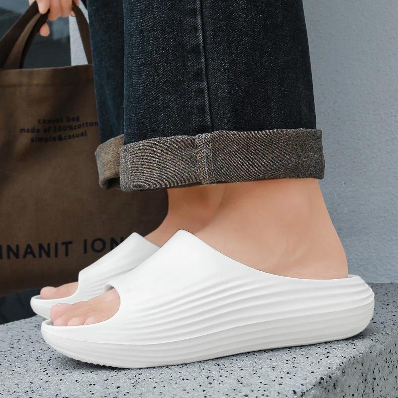 Fashion Summer Trend Mens Slippers Non-Slip Sandals Thick Soft Platform House Shoes Indoor Outdoor Shower Bathroom Slippers Casual Shoes
