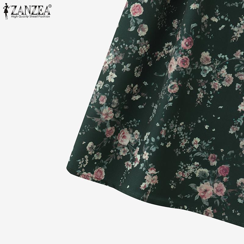 ZANZEA Maiouri casual de damă cu gât rotund, imprimeu floral și fără mâneci