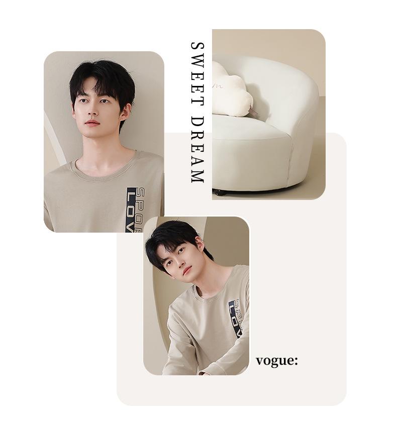 Męski bawełniany komplet casualowy na wiosnę/jesień z długim rękawem do domu