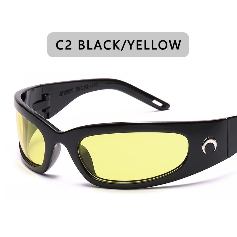 New Moon Rectangular Sunglasses for Women Man Vintage Outdoor Cycling Sports Hip Hop Punk Sun Glasses UV400 Trend Female