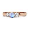 Moonstone Elegant Three Stone Ring - 925 Sterling Silver Rose Gold Vermeil