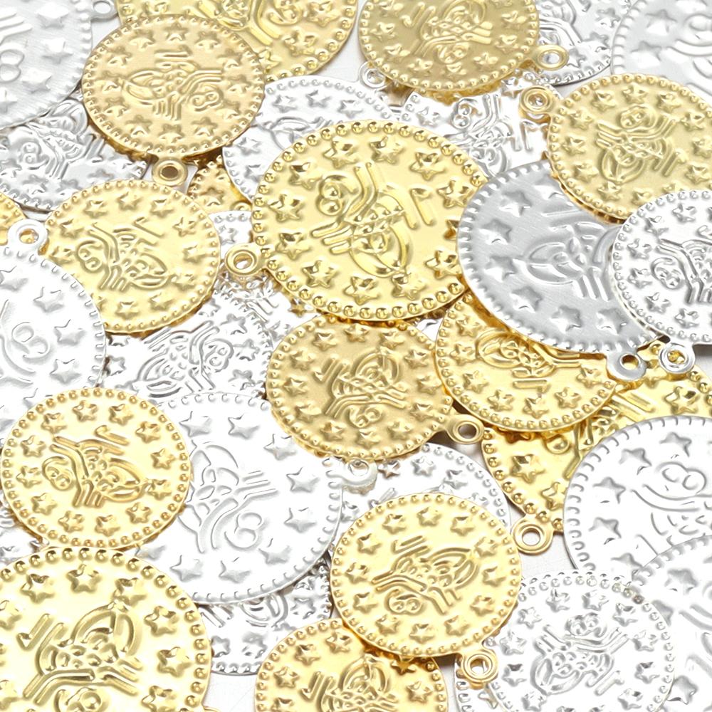 50/100pcs 15/20mm Turkey Vintage Iron Sheet Pendant Round Pendant For Jewelry Making DIY Charms Necklace Earrings Accessories
