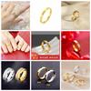High-end Niche Ring Female, Sansheng III, Four-leaf Clover Gold Ring Plain Ring Sand Gold Titanium Steel Ring