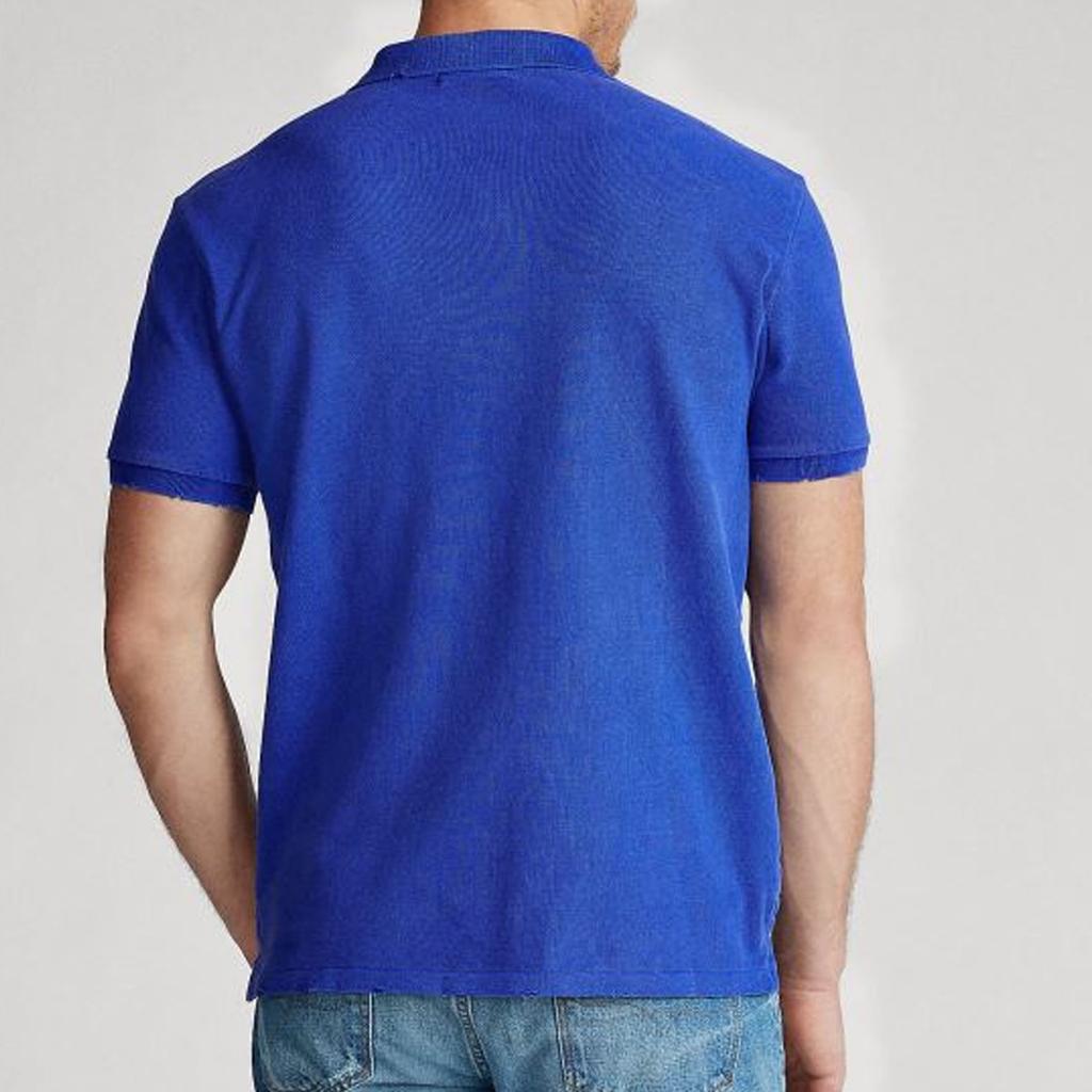 Polo Ralph Lauren Solid Color Logo Embroidered Slim Fit Casual Short Sleeve Polo Shirt Men Tops Blue 710670136-044