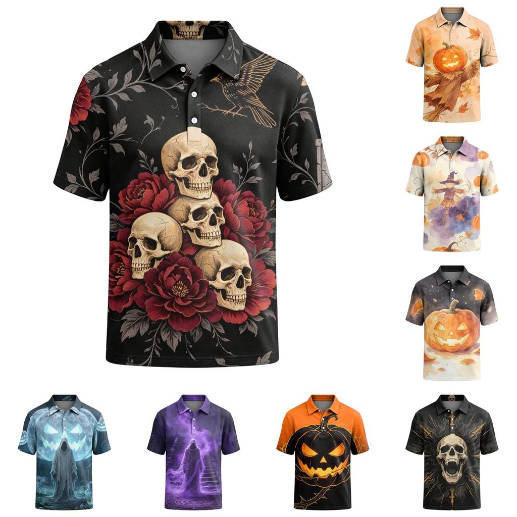Men's Halloween Printed Trendy Short Sleeve T-Shirt Casual Top